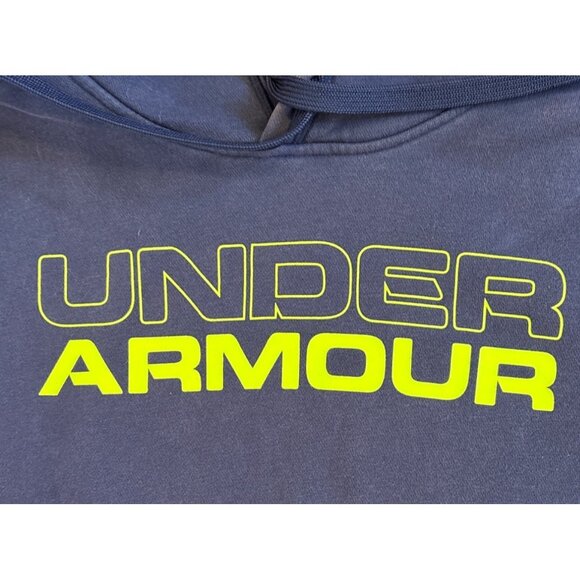 Under Armour Mens Blue Hoodie Size S Loose Fit Cotton Blend - Picture 2 of 6